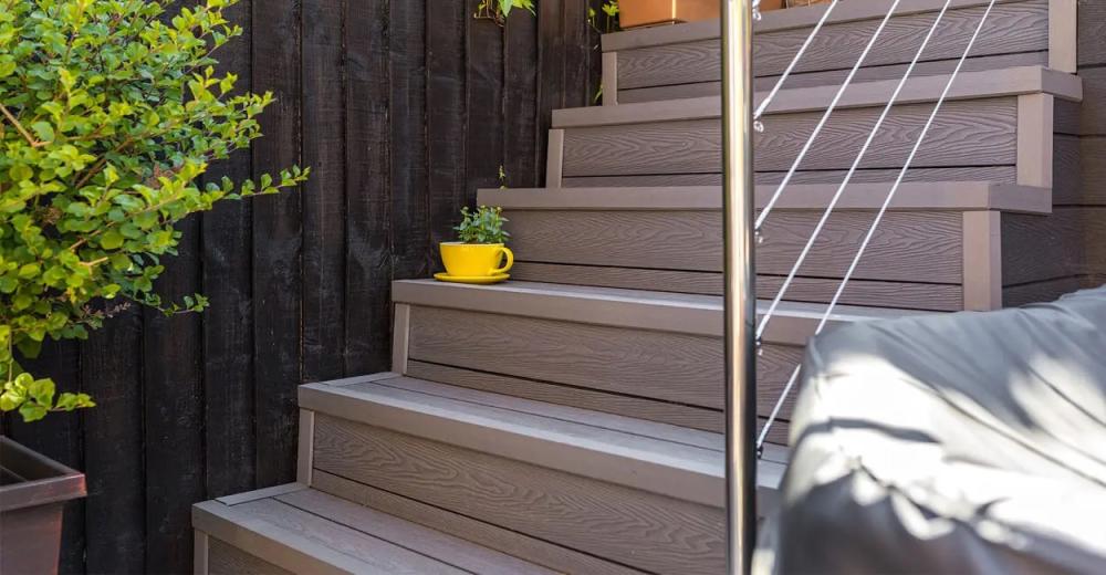 Staircase Edged with Composite Decking Corner Trims