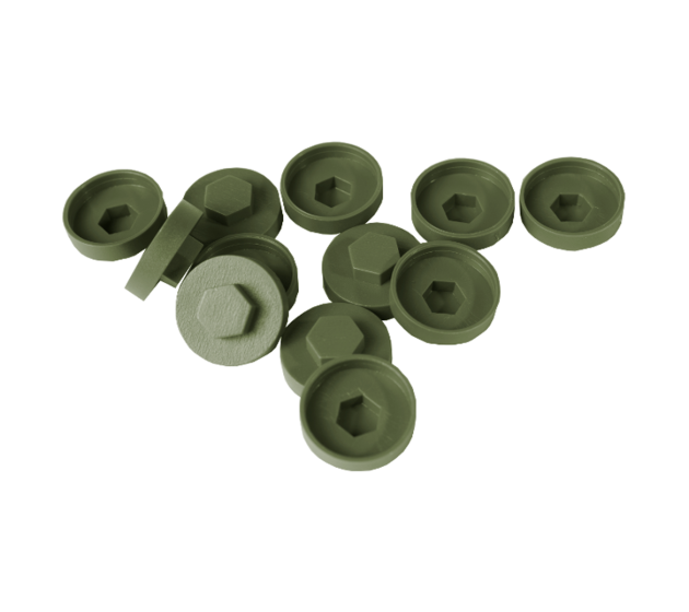 HC19 19mm colour caps Olive green/12B27 (Pack of 100)