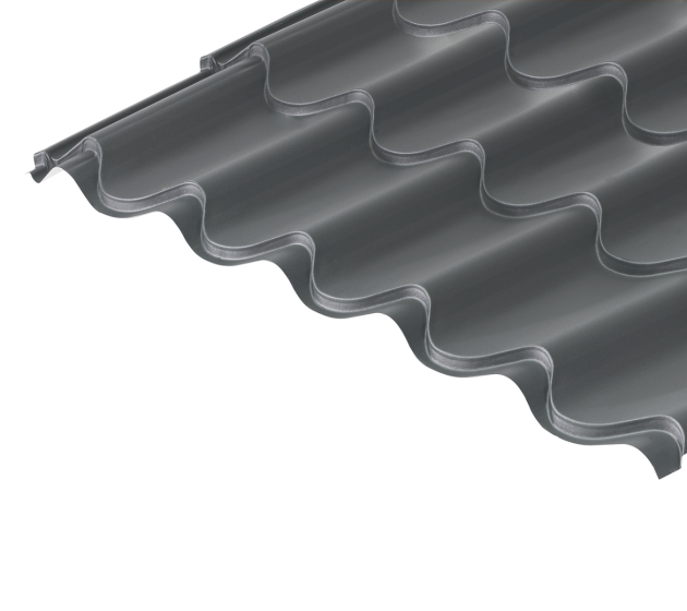 41/1000 Tile Form 0.7 Thick GreenCoat® Pural Coated Roof Sheet - Slate Grey