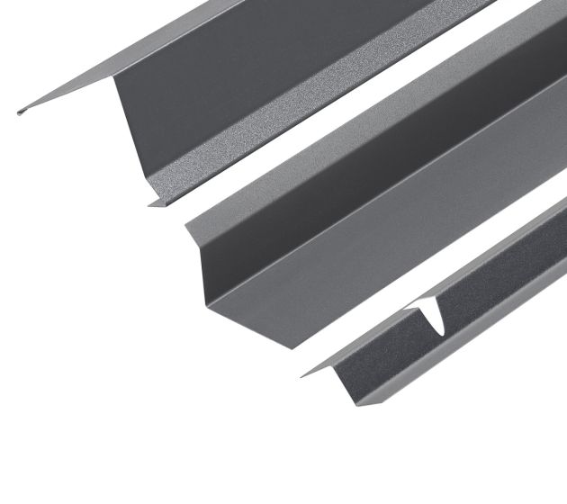 75° Mono Ridge Flashing and Backer Plate Kit for Standing Seam - 3m - Slate Grey