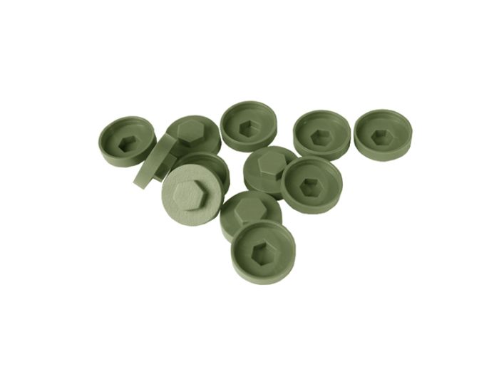 HC19 19mm colour caps Moorland green/12B21 (Pack of 100)
