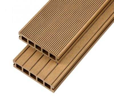 4m Hollow Domestic Grade Composite Decking Board in Teak PACK