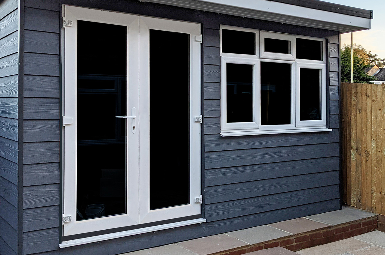 This stylish garden room has been finished using Fibre Cement Wall Cladding Boards
