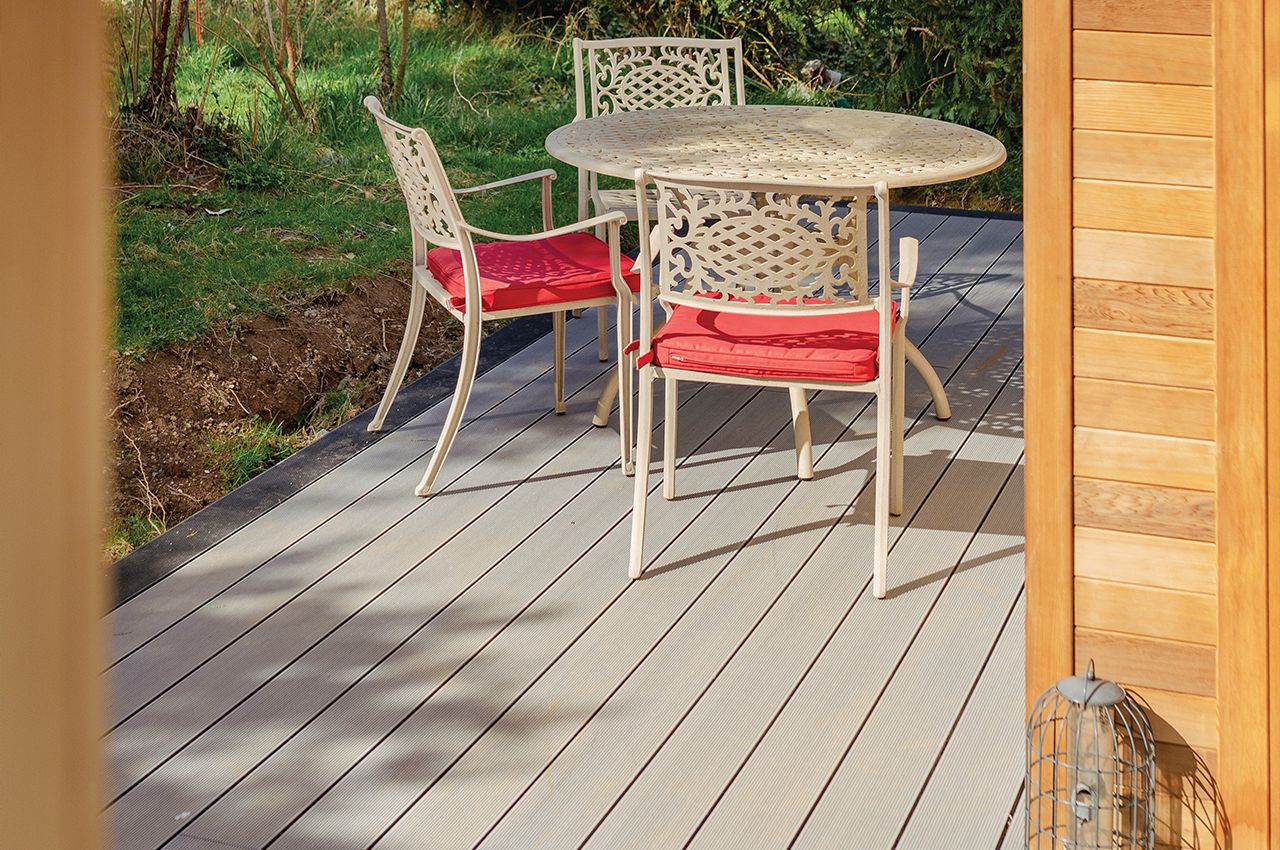 Create the perfect exterior retreat with Cladco Composite Decking Boards in Light Grey and Charcoal