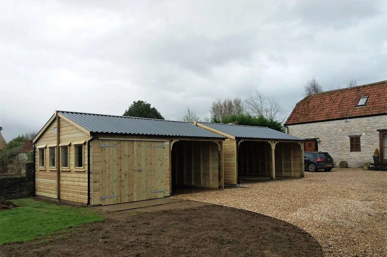 Anthracite Box Profile Roofing Sheets on garage/carport.