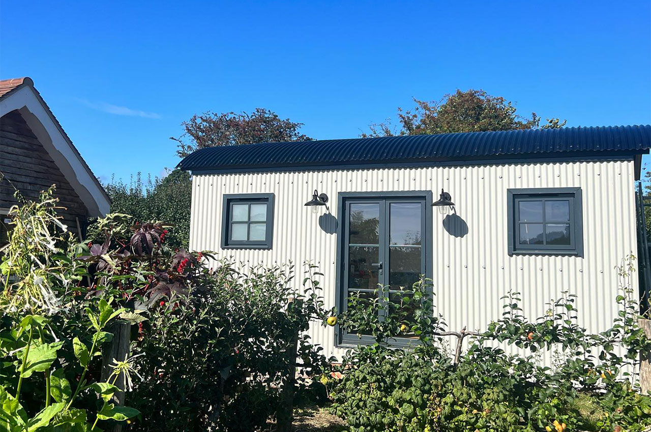 Corrugated Shipping Container Home in Goosewing Grey | New Forest Containers