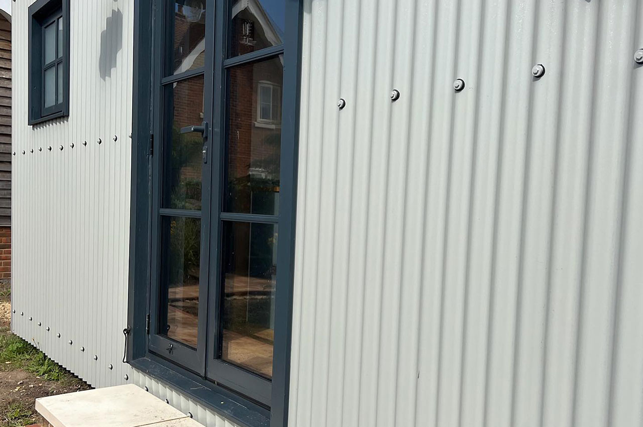 Corrugated Shipping Container Home in Goosewing Grey | New Forest Containers