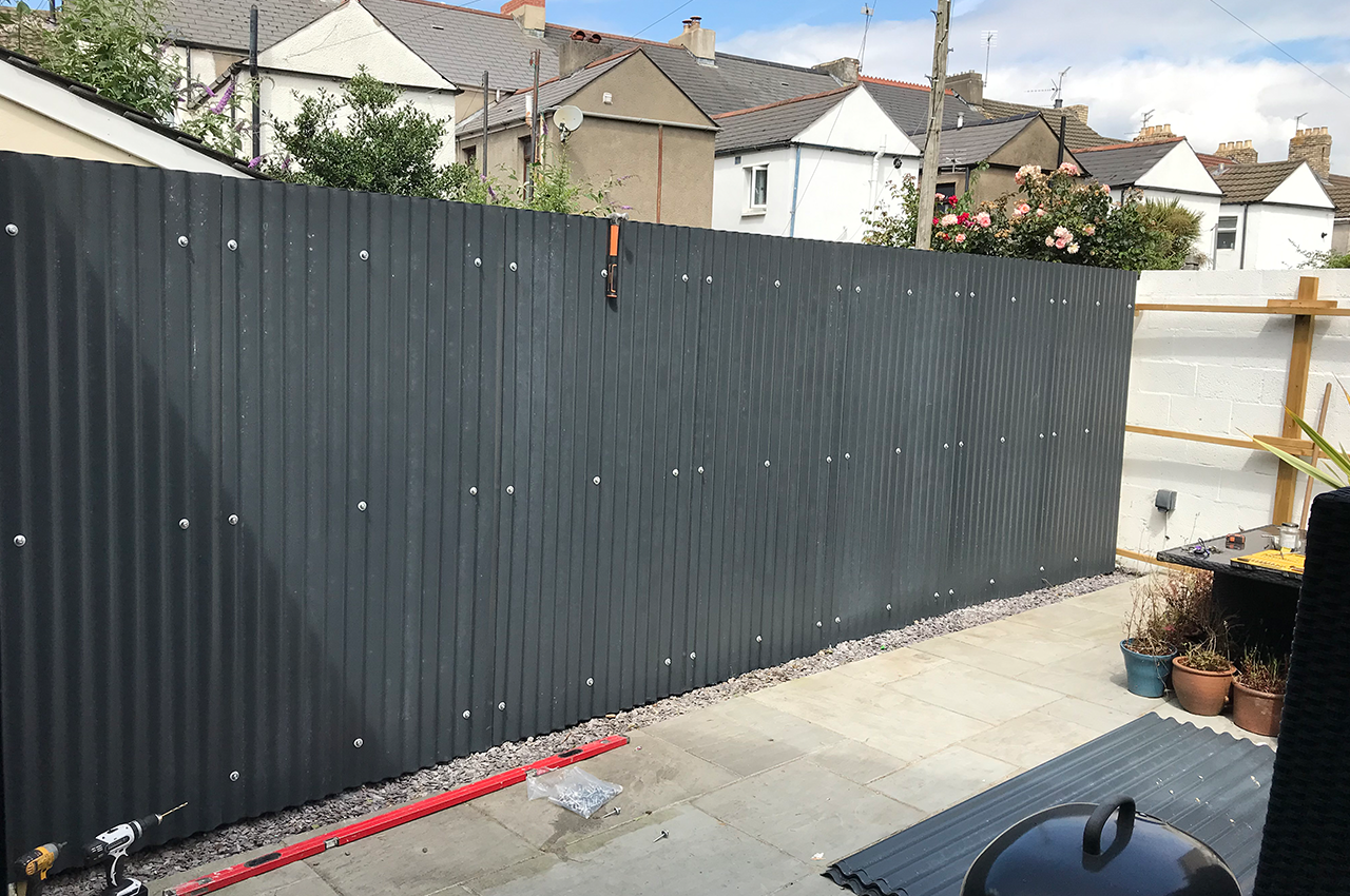 Black Corrugated Cladding Sheets in garden