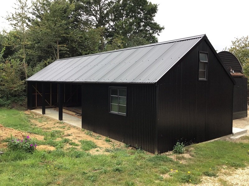 Black Corrugated Sheeting on converted barn