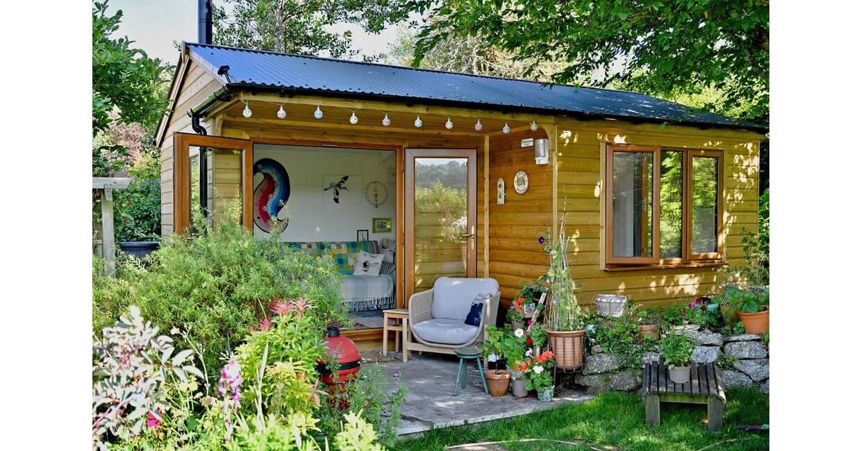 Corrugated Roofing Sheets in Anthracite keep this garden room dry and protected