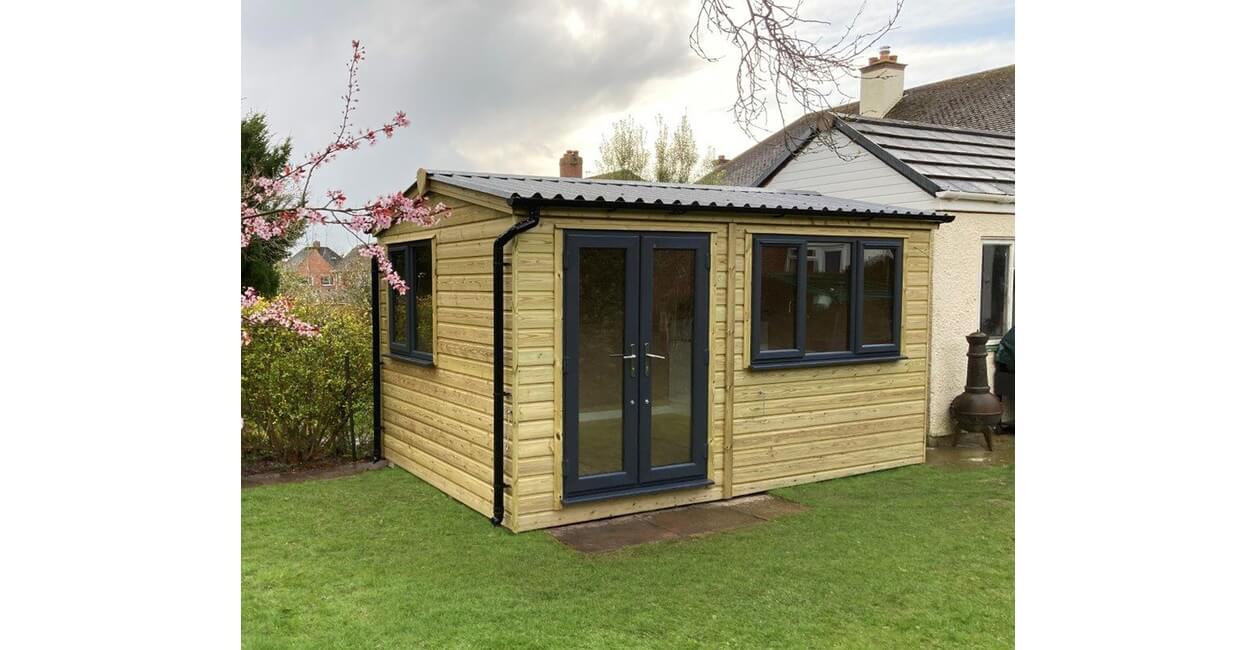 A high-quality shed roof using Cladco 34/1000 Box Profile Sheets in Anthracite