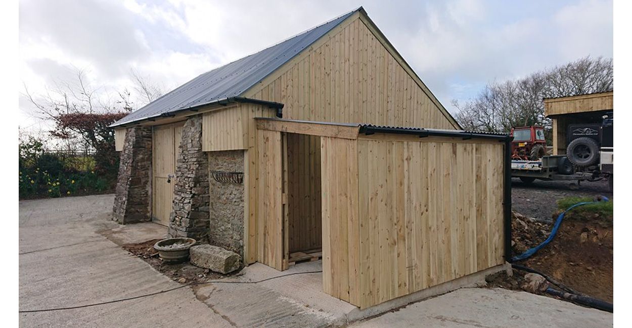 Before and after of stone barn with Anthracite PVC Corrugated Sheeting