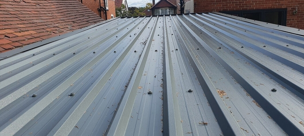 Garage roof using Cladco 32/1000 Box Profile Roofing Sheets in Merlin Grey