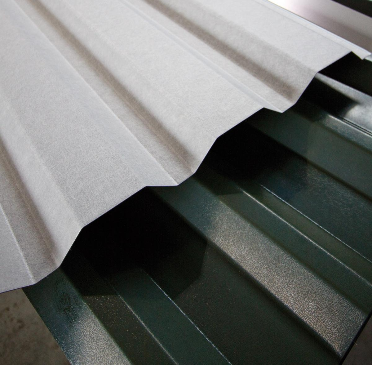 The felt material is securely adhered to the steel sheeting