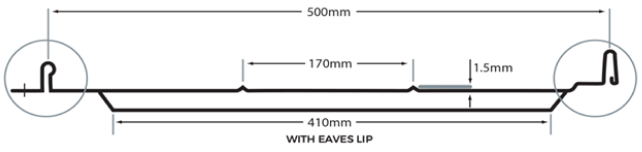 standing seam 30/500 profile diagram - with ribs