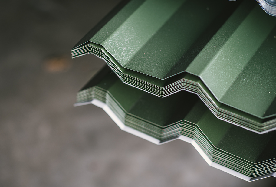 Close up of the coating on Cladco metal roofing sheets