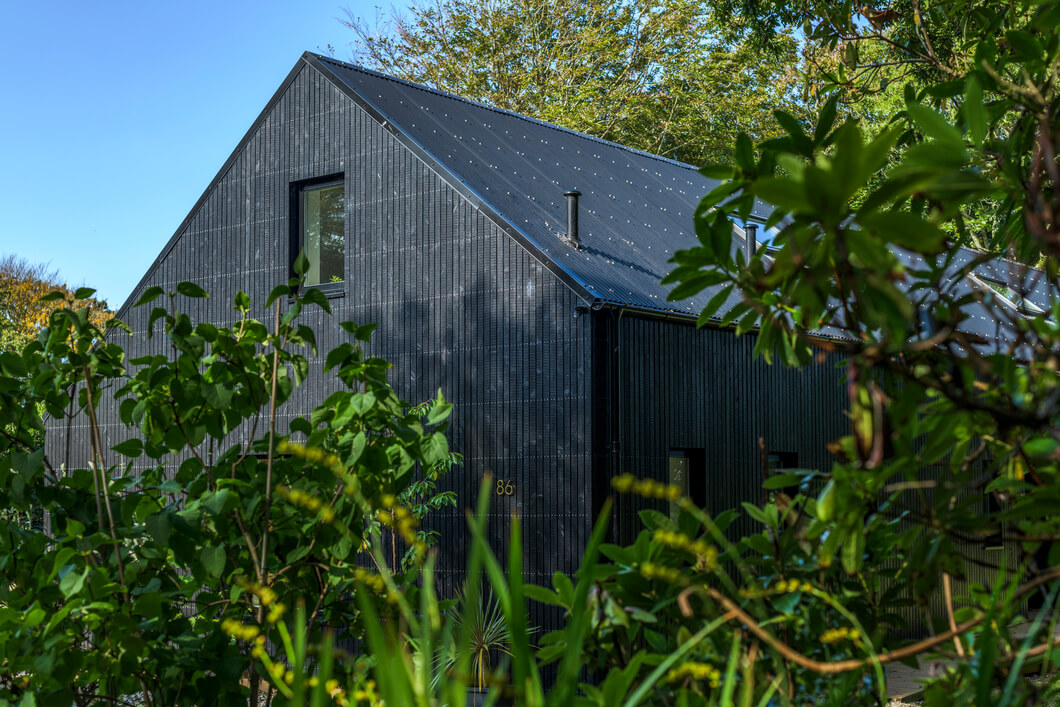 Fairfield Barn behind shrubbery