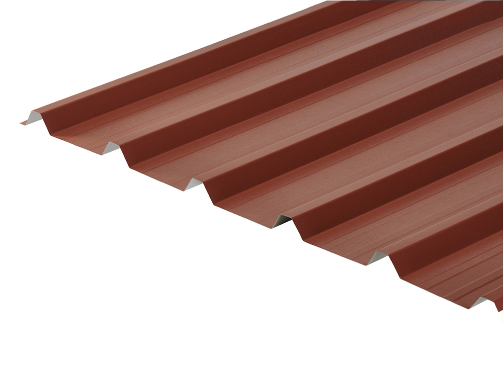 Cladco 32/1000 box profile roofing sheets in PVC plastisol coating.