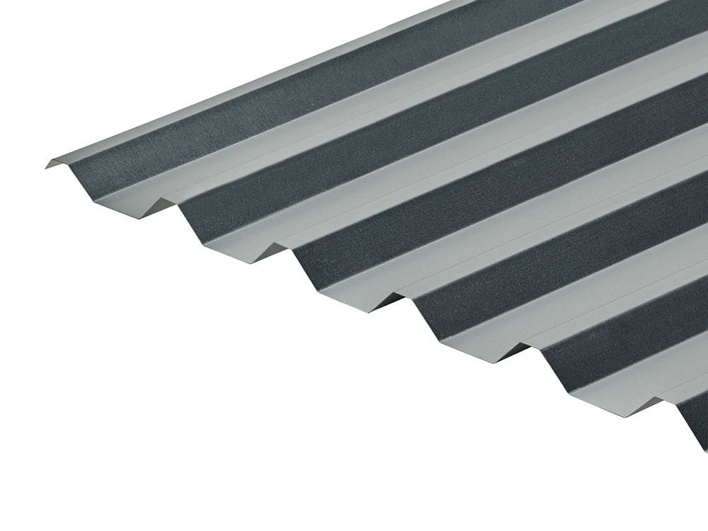 Cladco 34/1000 box profile roofing sheets in galvanised coating.