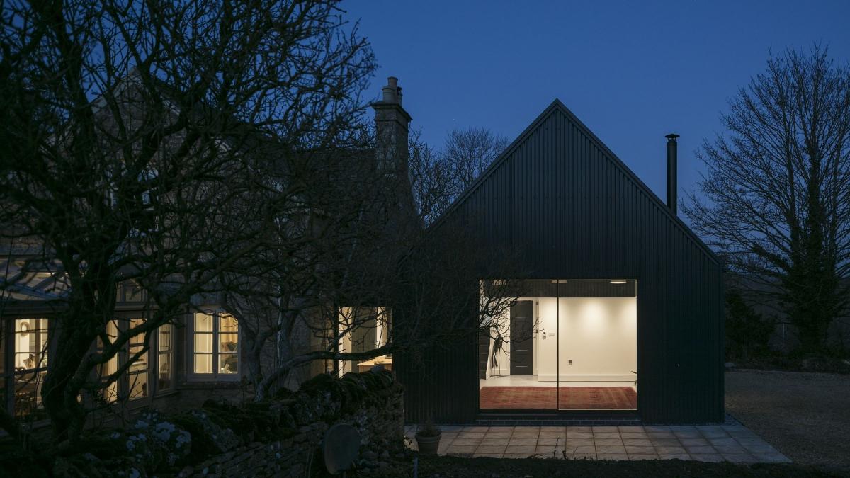 Contemporary extension using Cladco Corrugated Sheets in anthracite.