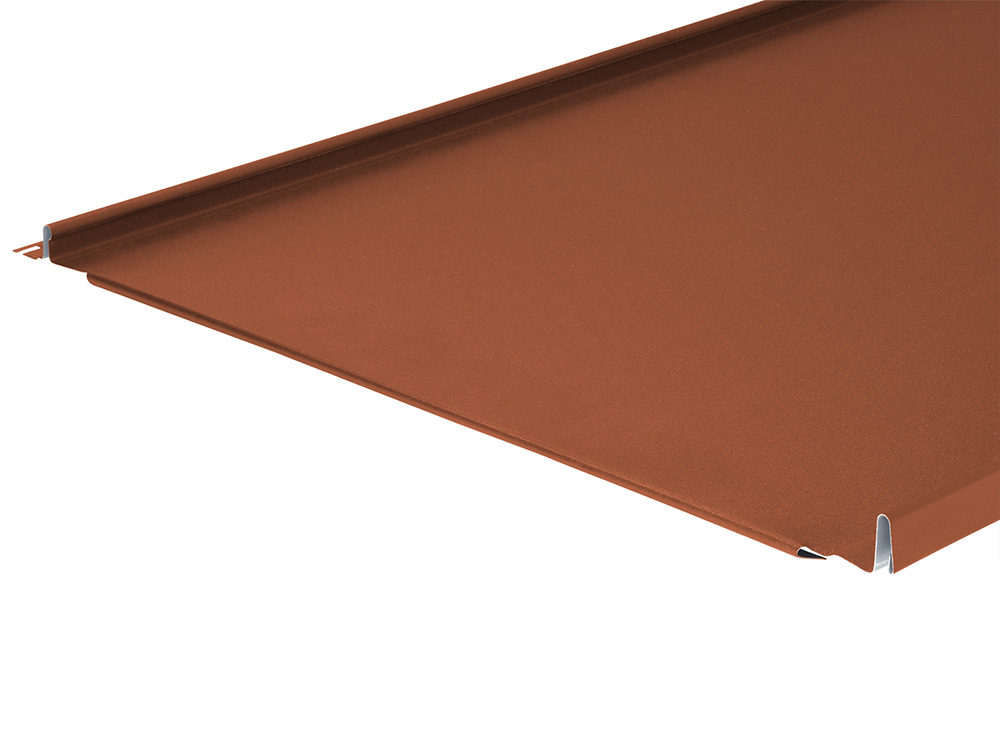 Cladco standing seam roofing sheets without ribs in GreenCoat® Pural BT.