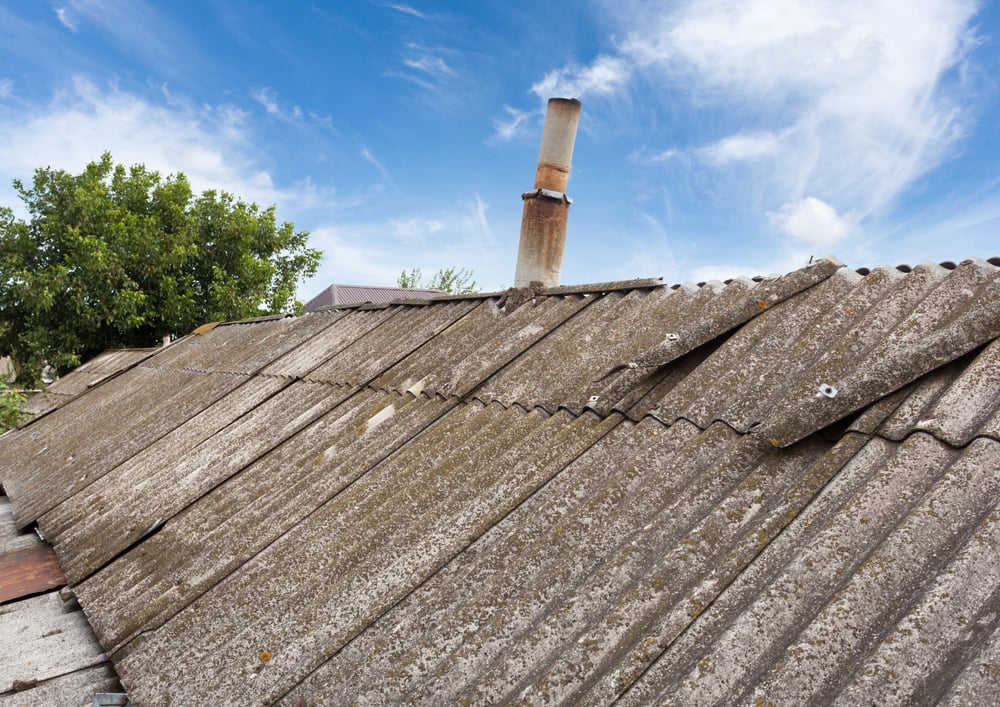 Corrugated asbestos sheeting has a cratered texture