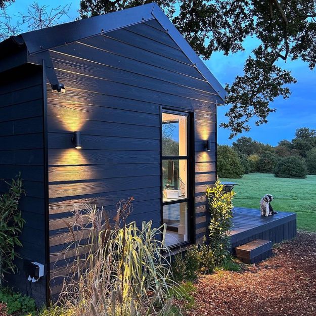 Cladco Fibre Cement Cladding in Slate on garden room side