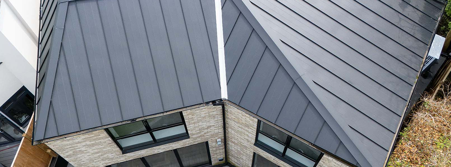 Cladco 30/500 standing seam roofing sheets on modern home in South East London