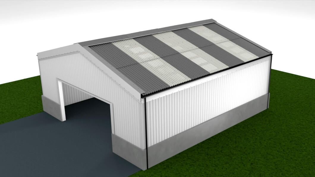 CG image showing corrugated roofing sheets installed on a barn