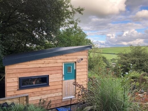 Garden shed with Slate Blue Corrugated Roofing Sheets