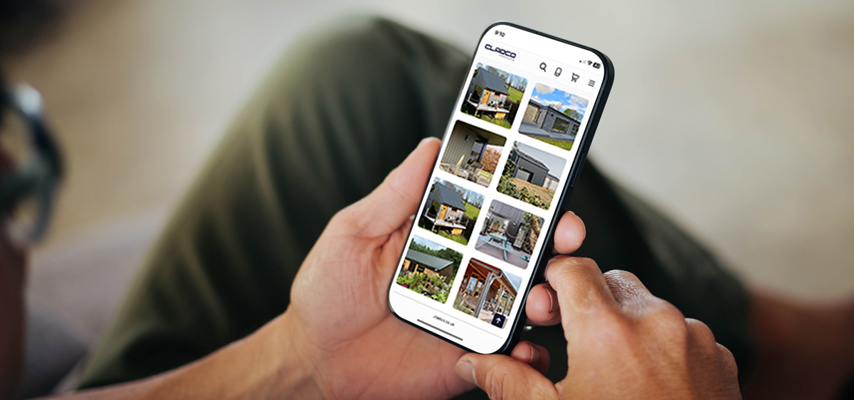 Customer using the new Cladco website on their phone, showing our mobile-friendly design.