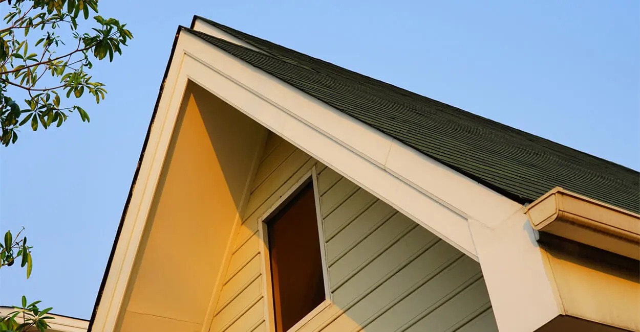 the gable end of a pitched roof