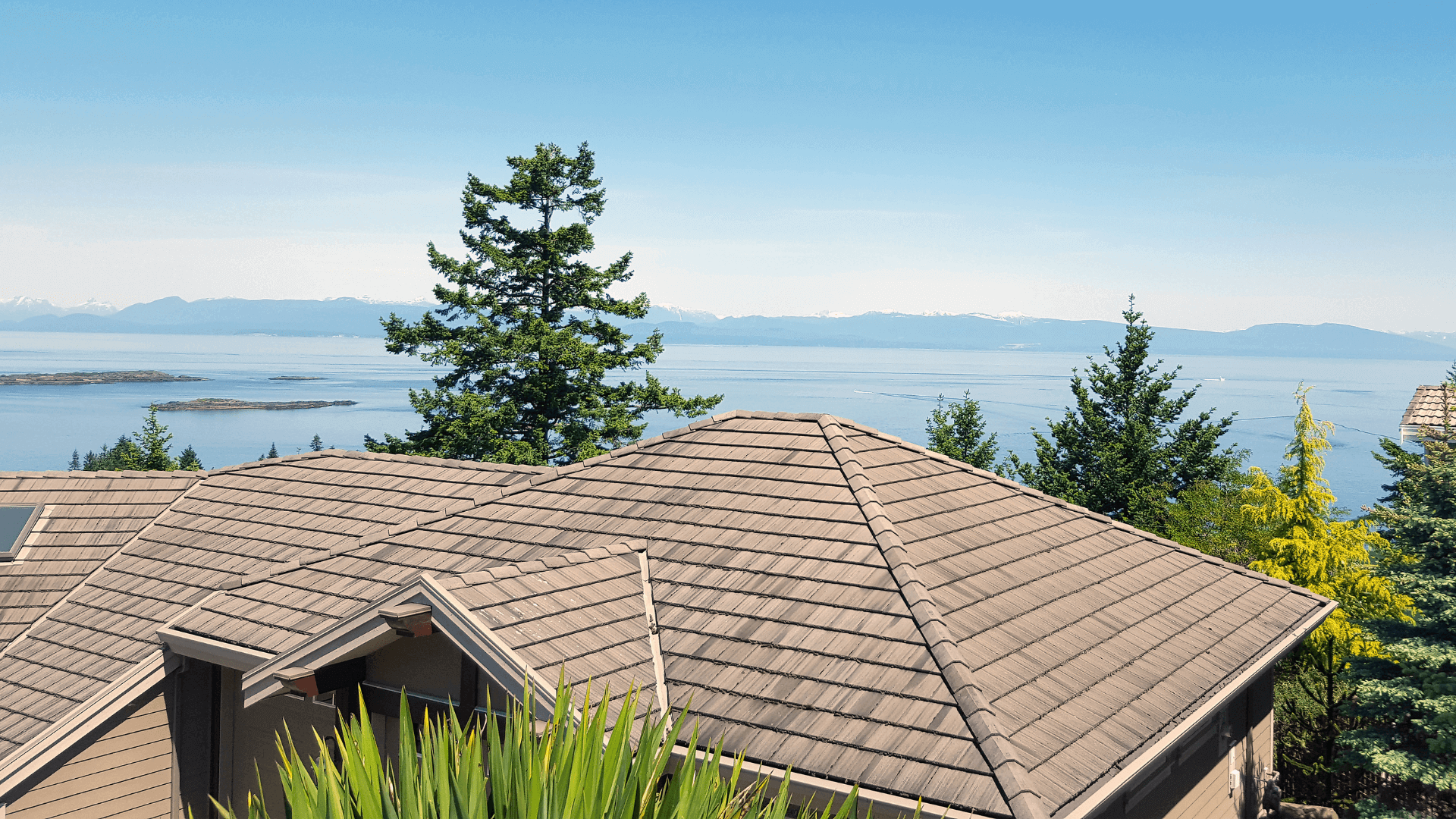 Fibre Cement roof tiles on a roof of a house